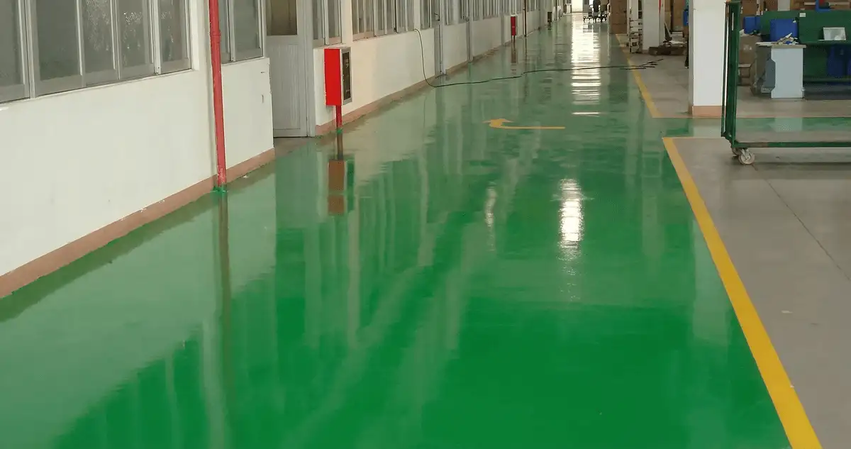 A factory floor professionally covered and marked with epoxy flooring in Buffalo, NY
